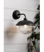 Laura Ashley Hatton Outdoor Wall Light Matt Black & Ribbed Glass - Image 5