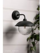 Laura Ashley Hatton Outdoor Wall Light Matt Black & Ribbed Glass - Image 6