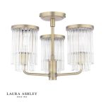 Laura Ashley Hilcote 3lt Semi-Flush Matt Antique Brass & Glass