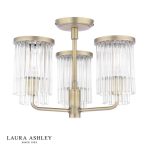 Laura Ashley Hilcote 3lt Semi-Flush Matt Antique Brass & Glass
