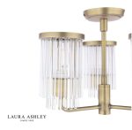 Laura Ashley Hilcote 3lt Semi-Flush Matt Antique Brass & Glass - Image 2
