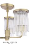Laura Ashley Hilcote 3lt Semi-Flush Matt Antique Brass & Glass - Image 3