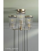 Laura Ashley Hilcote 3lt Semi-Flush Matt Antique Brass & Glass - Image 5