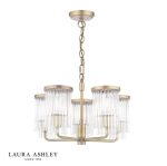 Laura Ashley Hilcote 5lt Armed Pendant Matt Antique Brass & Glass