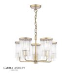 Laura Ashley Hilcote 5lt Armed Pendant Matt Antique Brass & Glass