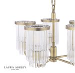 Laura Ashley Hilcote 5lt Armed Pendant Matt Antique Brass & Glass - Image 2