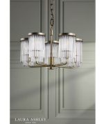 Laura Ashley Hilcote 5lt Armed Pendant Matt Antique Brass & Glass - Image 6