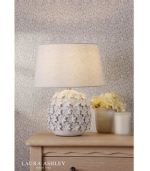 Laura Ashley Ingham Table Lamp White Ceramic & Brushed Silver With Shade - Image 4