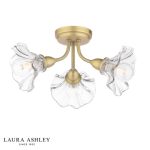 Laura Ashley Kerswell 3lt Semi-Flush Matt Antique Brass & Glass