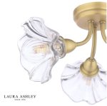 Laura Ashley Kerswell 3lt Semi-Flush Matt Antique Brass & Glass - Image 2