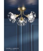Laura Ashley Kerswell 3lt Semi-Flush Matt Antique Brass & Glass - Image 4