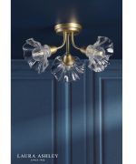 Laura Ashley Kerswell 3lt Semi-Flush Matt Antique Brass & Glass - Image 5