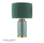 Laura Ashley Knipton Table Lamp Green Ceramic & Antique Brass With Shade