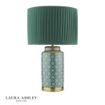 Laura Ashley Knipton Table Lamp Green Ceramic & Antique Brass With Shade