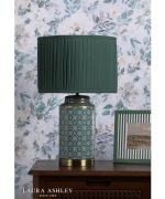 Laura Ashley Knipton Table Lamp Green Ceramic & Antique Brass With Shade - Image 5