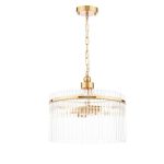 Eltham 4lt Pendant Antique Gold & Glass