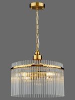 Eltham 4lt Pendant Antique Gold & Glass - Image 5