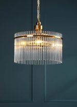Eltham 4lt Pendant Antique Gold & Glass - Image 6