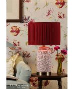 Laura Ashley Knipton Table Lamp Red Ceramic & Antique Brass With Shade - Image 5