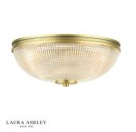 Laura Ashley Langdon 2lt Bathroom Ceiling Light Matt Antique Brass & Textured Glass