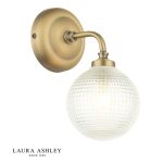 Laura Ashley Langdon Bathroom Wall Light Matt Antique Brass & Textured Glass