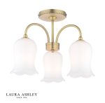Laura Ashley Lidsell 3lt Semi-Flush Matt Antique Brass & Opal Glass