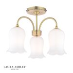 Laura Ashley Lidsell 3lt Semi-Flush Matt Antique Brass & Opal Glass