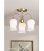 Laura Ashley Lidsell 3lt Semi-Flush Matt Antique Brass & Opal Glass - Image 4