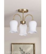 Laura Ashley Lidsell 3lt Semi-Flush Matt Antique Brass & Opal Glass - Image 5