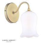 Laura Ashley Lidsell Wall Light Matt Antique Brass & Opal Glass