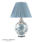 Laura Ashley Maltby Table Lamp Blue Ceramic & Antique Brass With Shade