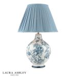 Laura Ashley Maltby Table Lamp Blue Ceramic & Antique Brass With Shade