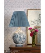 Laura Ashley Maltby Table Lamp Blue Ceramic & Antique Brass With Shade - Image 4