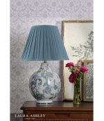 Laura Ashley Maltby Table Lamp Blue Ceramic & Antique Brass With Shade - Image 5