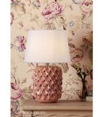 Laura Ashley Marwick Table Lamp Pink Ceramic & Brushed Silver With Shade - Image 5