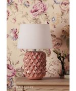 Laura Ashley Marwick Table Lamp Pink Ceramic & Brushed Silver With Shade - Image 6