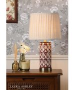 Laura Ashley Medlock Table Lamp Purple Ceramic & Antique Brass With Shade - Image 4