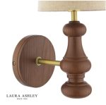 Laura Ashley Millbrook Wall Light Dark Wood & Industrial Brass With Shade - Image 3