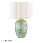 Laura Ashley Pashley Table Lamp Green Ceramic & Polished Chrome With Shade