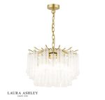 Laura Ashley Penlee 4lt Pendant Matt Antique Brass & Ribbed Glass