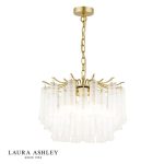 Laura Ashley Penlee 4lt Pendant Matt Antique Brass & Ribbed Glass