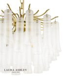 Laura Ashley Penlee 4lt Pendant Matt Antique Brass & Ribbed Glass - Image 3