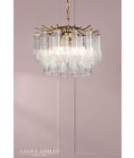 Laura Ashley Penlee 4lt Pendant Matt Antique Brass & Ribbed Glass - Image 4