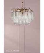 Laura Ashley Penlee 4lt Pendant Matt Antique Brass & Ribbed Glass - Image 5