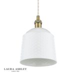 Laura Ashley Porcelain Pendant Cream & Antique Brass - Image 4