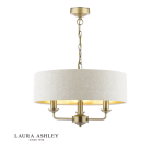 Laura Ashley Sorrento 3lt Shadelier Matt Antique Brass With Natural Shade