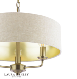 Laura Ashley Sorrento 3lt Shadelier Matt Antique Brass With Natural Shade - Image 3