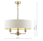 Laura Ashley Sorrento 3lt Shadelier Matt Antique Brass With Natural Shade - Image 6