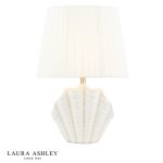 Laura Ashley Shell Table Lamp White Ceramic & Satin Chrome With Shade