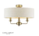 Laura Ashley Sorrento 3lt Semi-Flush Matt Antique Brass With Natural Shade